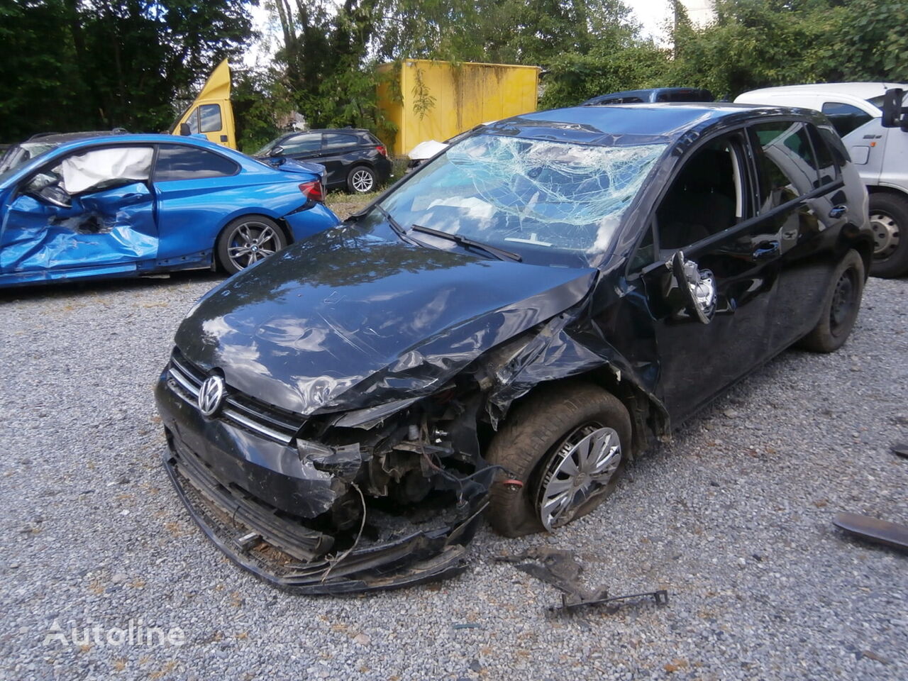 damaged Volkswagen golf hatchback