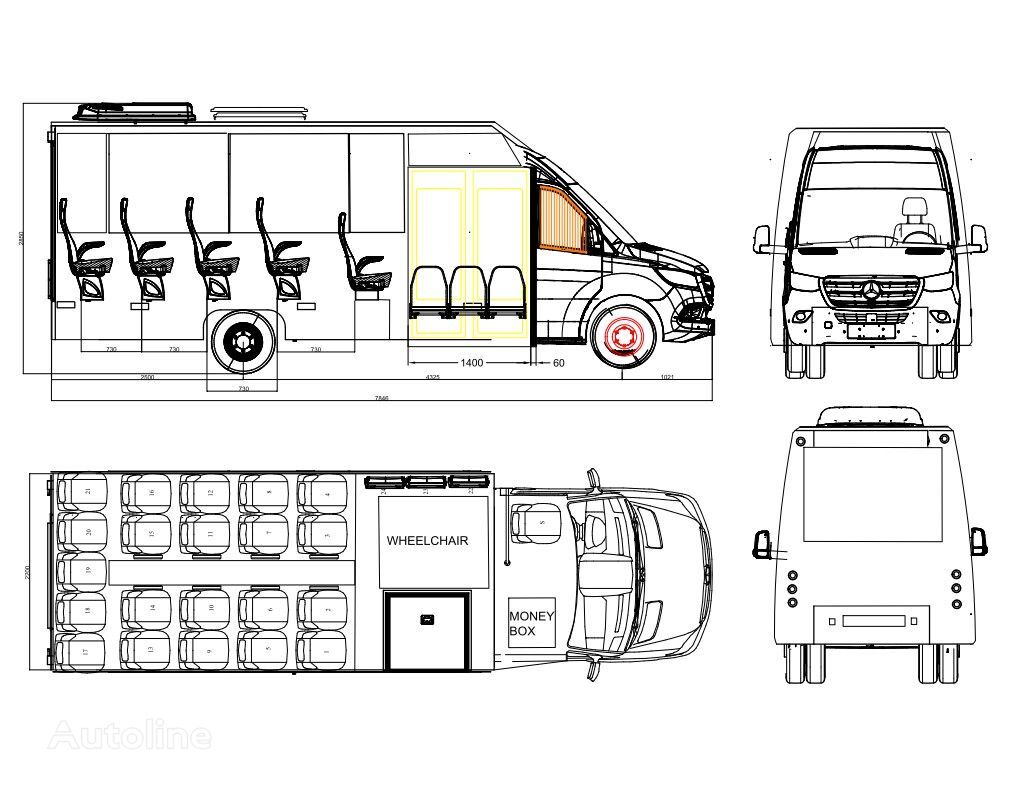 новый пассажирский микроавтобус Mercedes-Benz Frontniederflur Sprinter 515/517  Daily