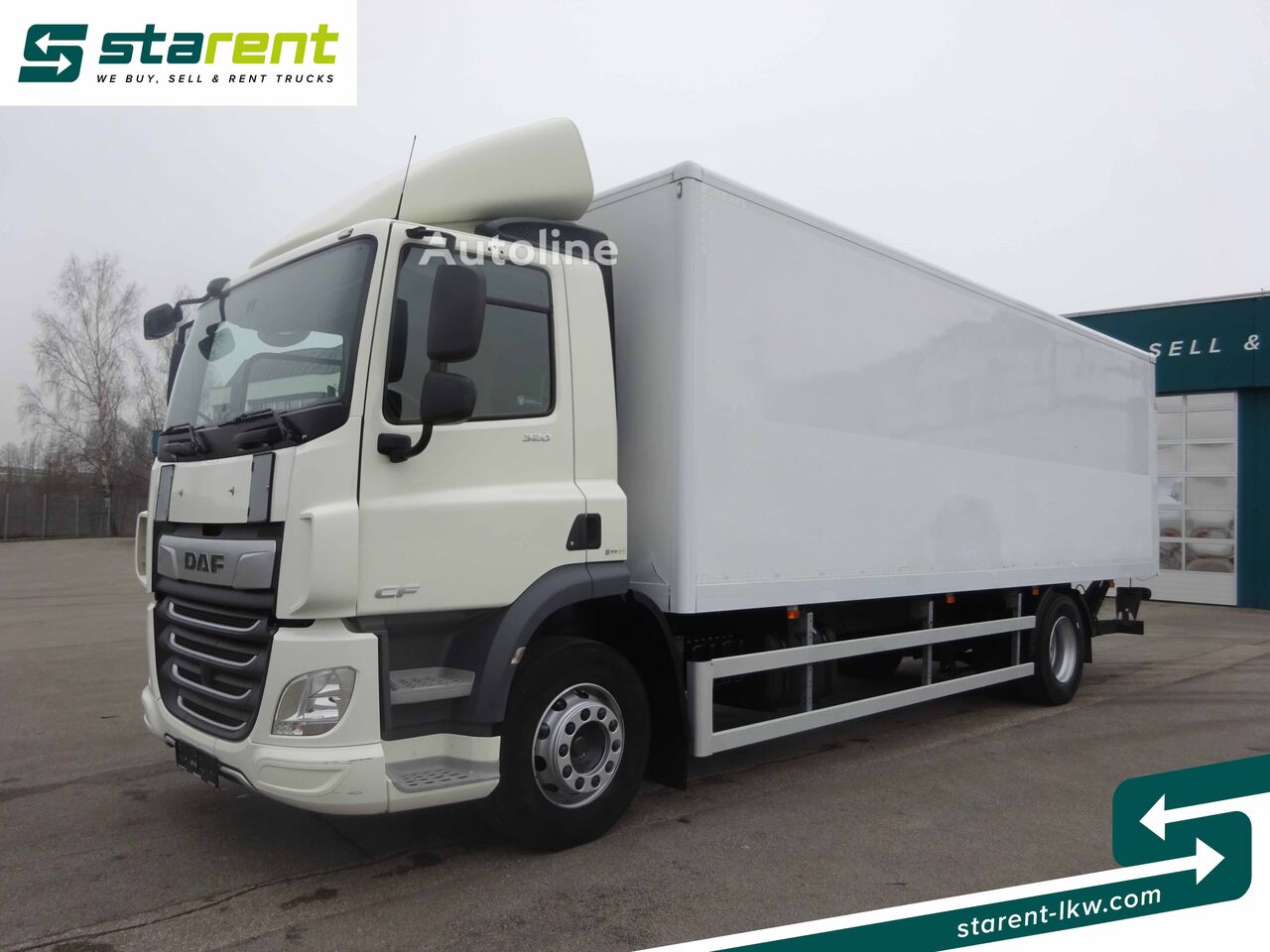 tovornjak zabojnik DAF CF 320 Koffer, 18T, Ladebordwand, Klima, ACC, Automatik