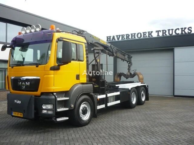 камион кабелна система MAN TGS 26.360 6x4 H-4BL Container system Palfinger crane Euro5