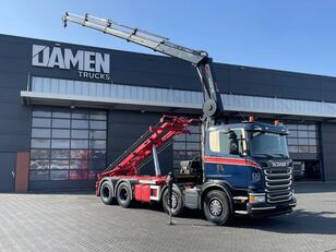 camion sistem de cablare Scania G490 G 490 8x2 Euro 6 HIAB 192 E-4 + SAWO Containersysteem