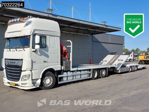 camion porte-voitures DAF XF 530 XF 6X2 NL-Combi HMF 1120 K-RC Kran Crane Transporter Lift + remorque porte-voitures