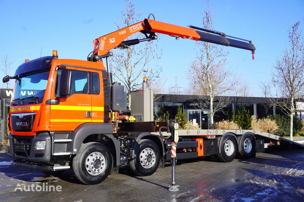 MAN TGS 35.360 E6 8×2 / HDS Fassi F235A 6500 kg / Tow truck camión portacoches