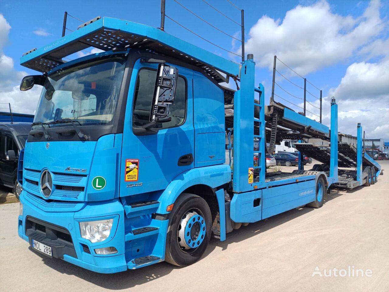 камион за транспорт на возила Mercedes-Benz Actros + приколка за транспорт на возила