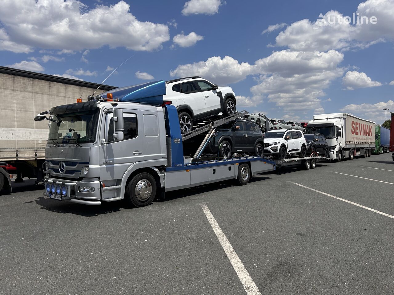 pengangkut mobil Mercedes-Benz Atego 1229 L + trailer pengangkut mobil