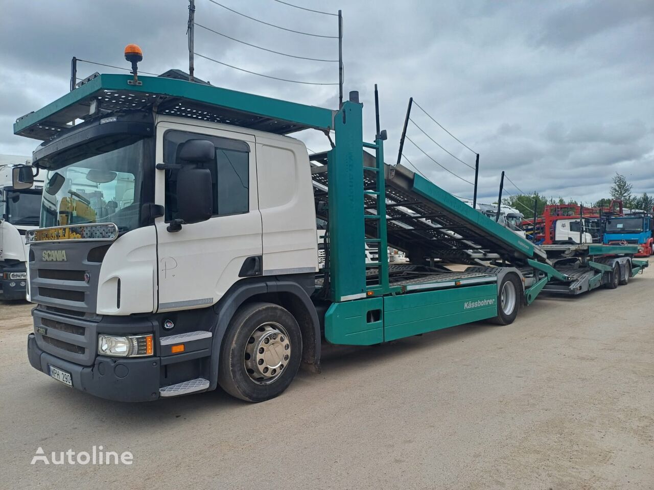 camion porte-voitures Scania + remorque porte-voitures