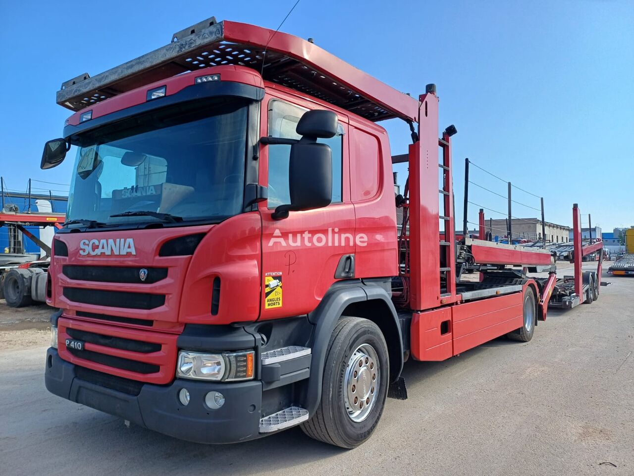 autovežis sunkvežimis Scania P410 + autovežis priekaba