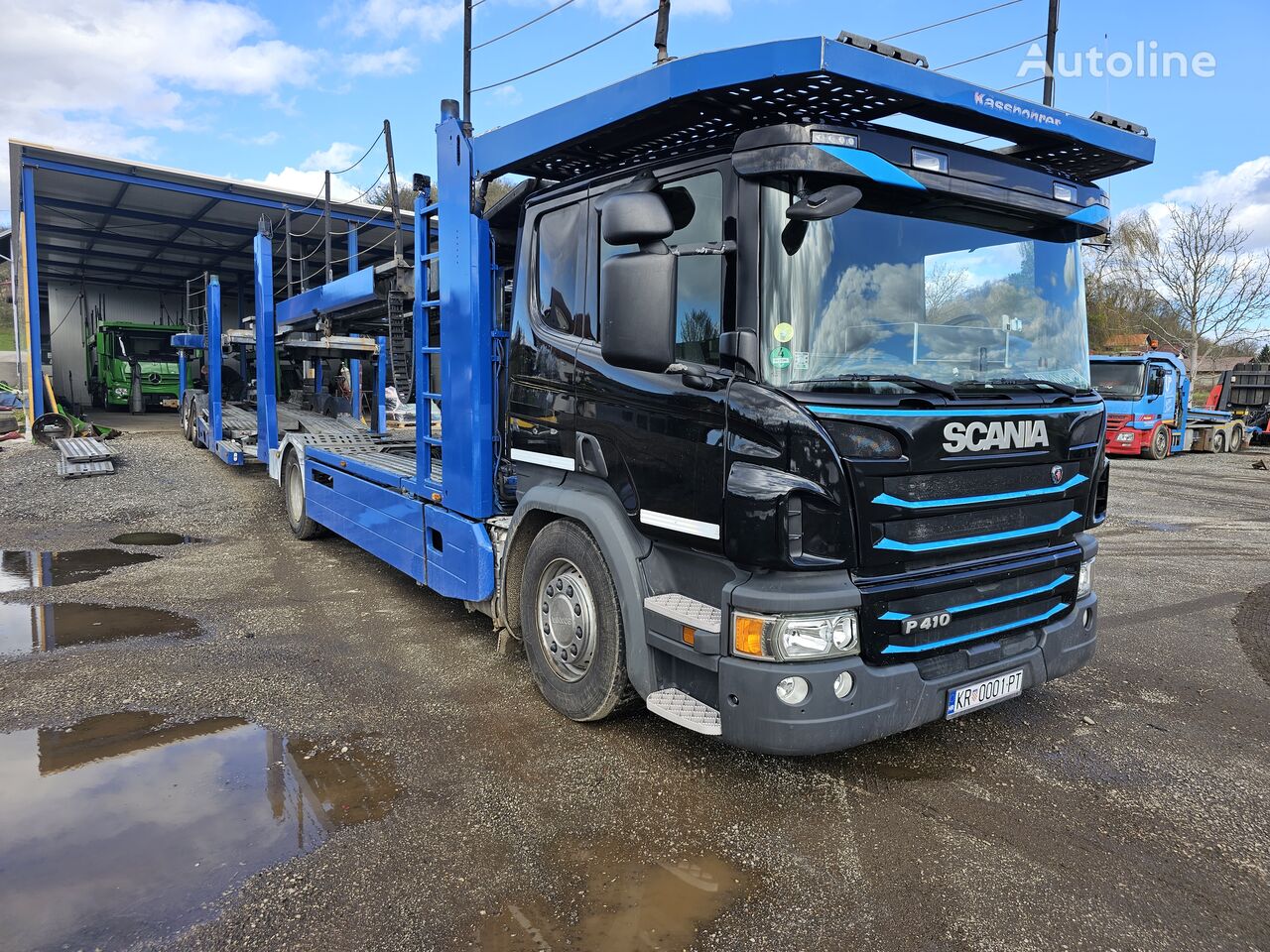 φορτηγό αυτοκινητάμαξα Scania P410 , Euro 6 , Kassbohrer vario + ρυμουλκούμενο αυτοκινητάμαξα