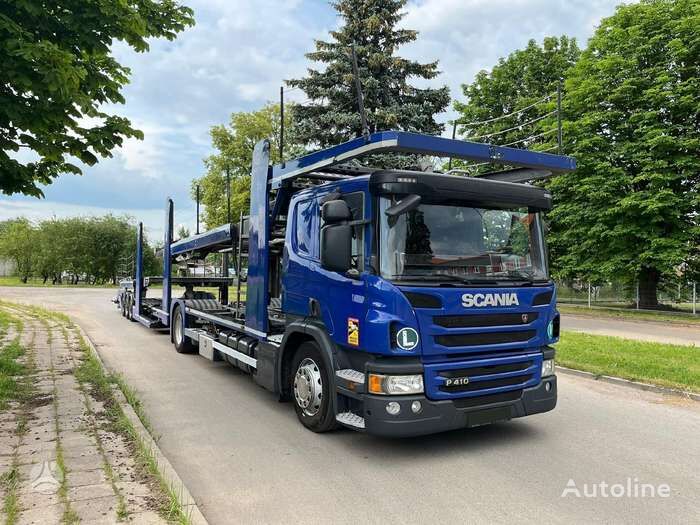 Scania P410 + Rimo PL7 camión portacoches + remolque portacoches