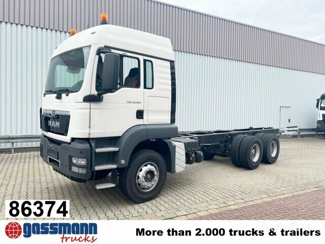 new MAN TGS 33.360 6x4 BB, Häckslerkabine, NMV chassis truck