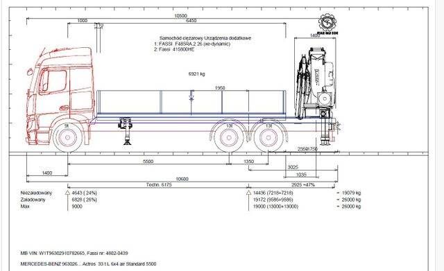 الشاسيه Mercedes-Benz Actros 2651 6x4 Fassi F485RA2.26 NEW !!! CRANE