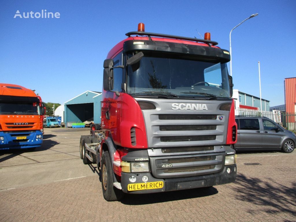 섀시 트럭 Scania R420 R 420 EURO 3 10 TYRES 6X4 BIG AXELS FULLSTEELSUSPENSION