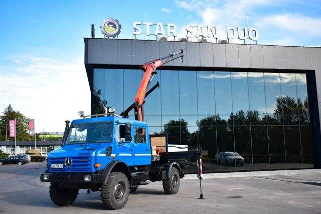 xe tải chassis Unimog U 4000 4x4 PALFINGER PK 8501 CRANE CAMPER CHASIS