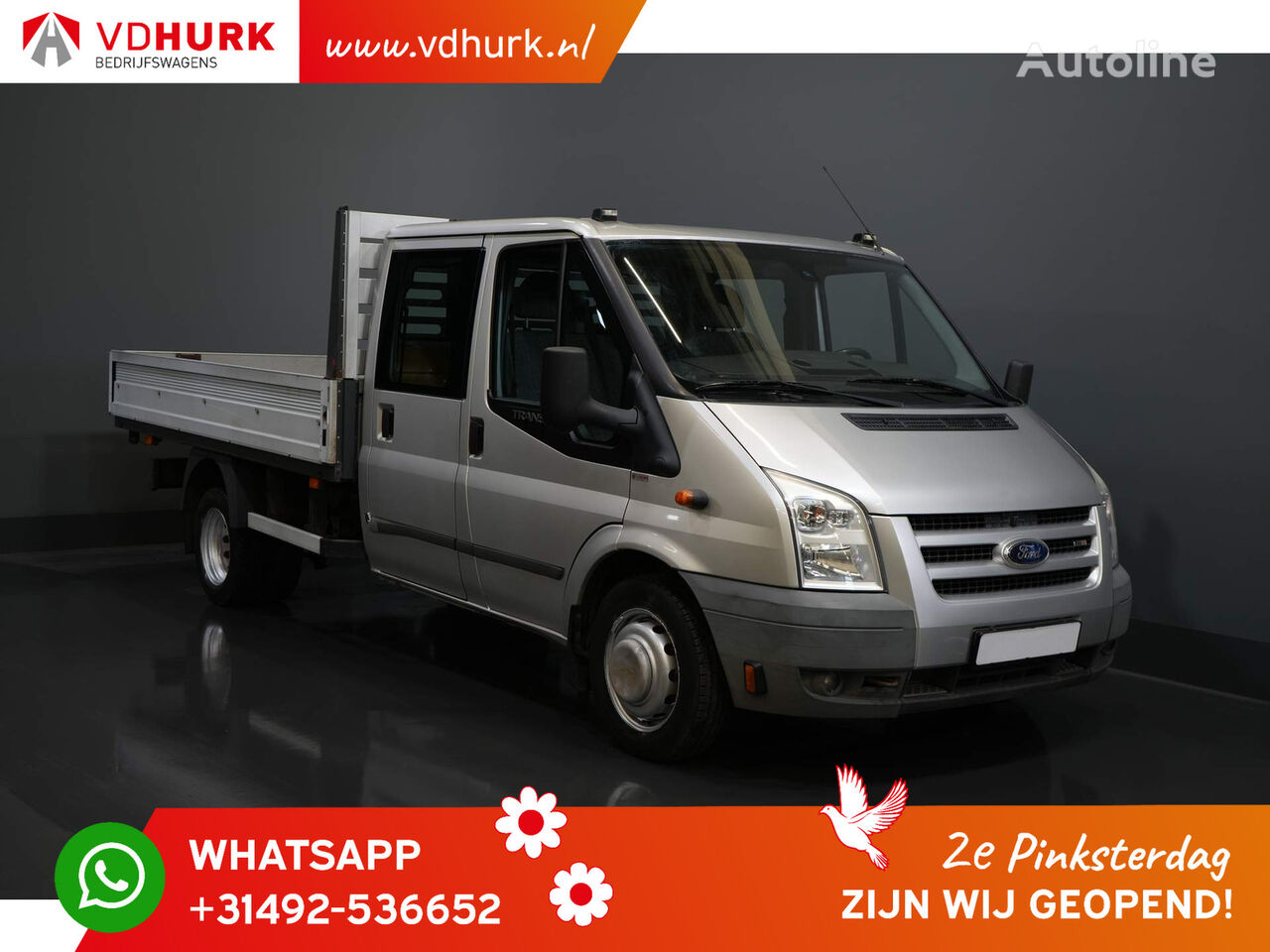 Ford Transit 2.4 TDCI 350 140 pk Open Laadbak/ Dubbel Lucht/ 2.8t Tre kamion s ravnom platformom < 3.5t