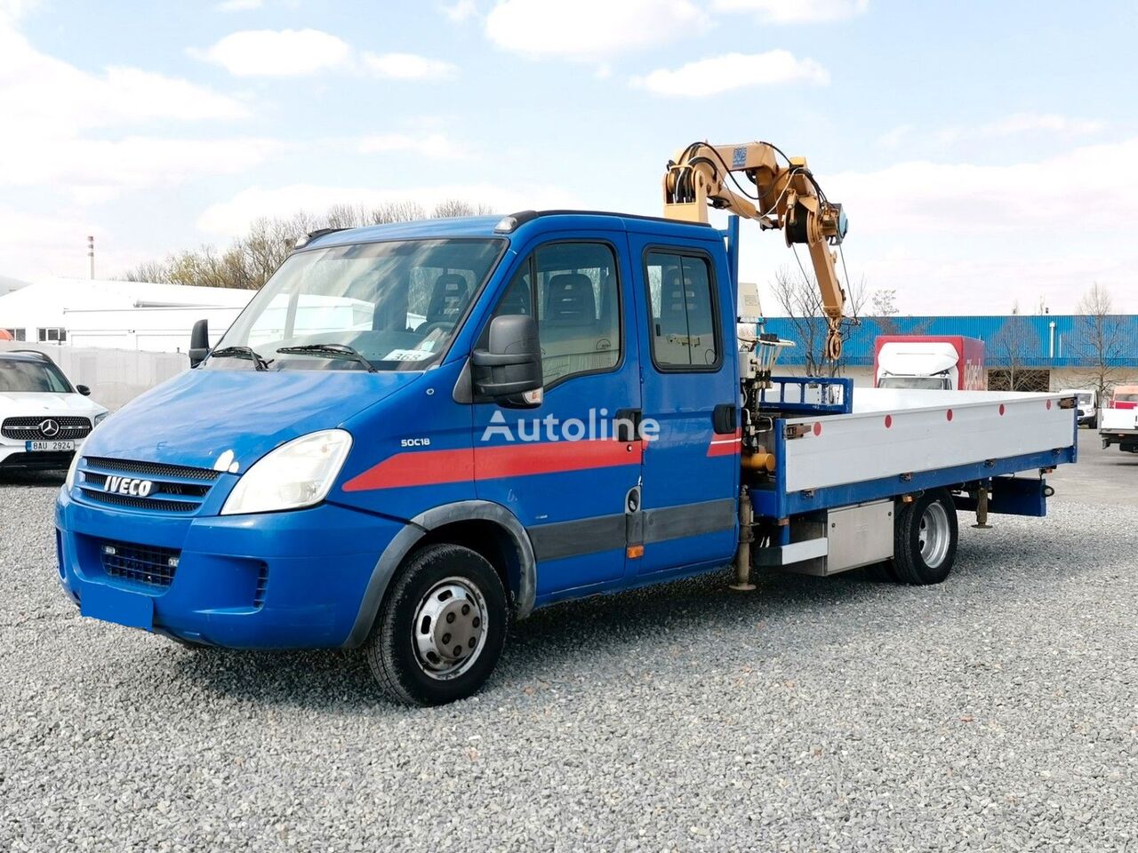 camion plateau < 3.5t IVECO Daily 50C18 Doka Flatbed + Crane Effer 3700-2S