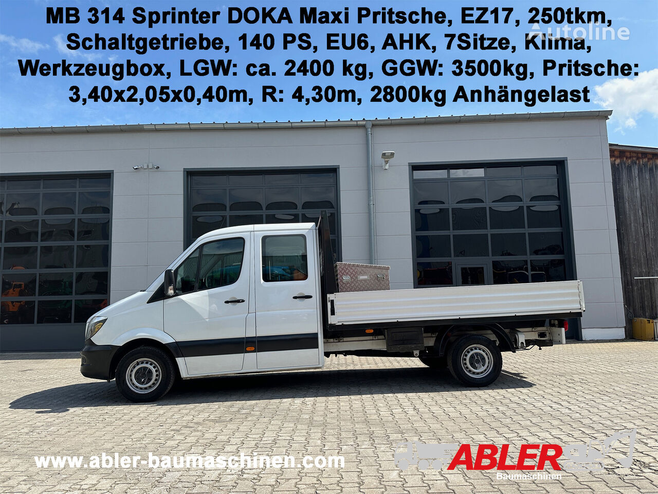 parda veoauto < 3.5t Mercedes-Benz 314 CDI Sprinter DOKA MAXI Pritsche Klima AHK