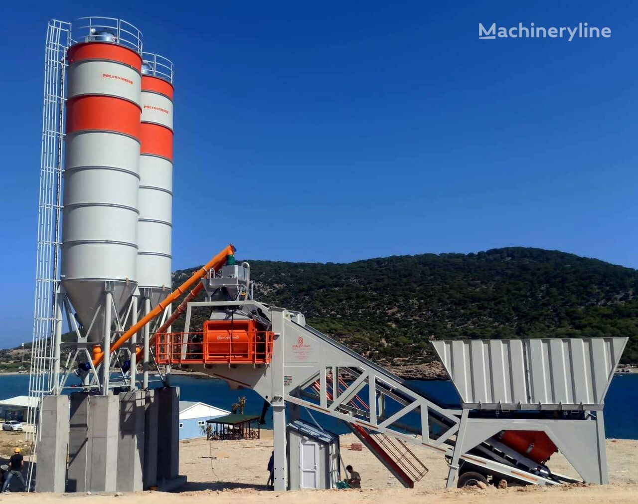 central de betão Polygonmach 100 m3 per hour mobile concrete batching plant novo