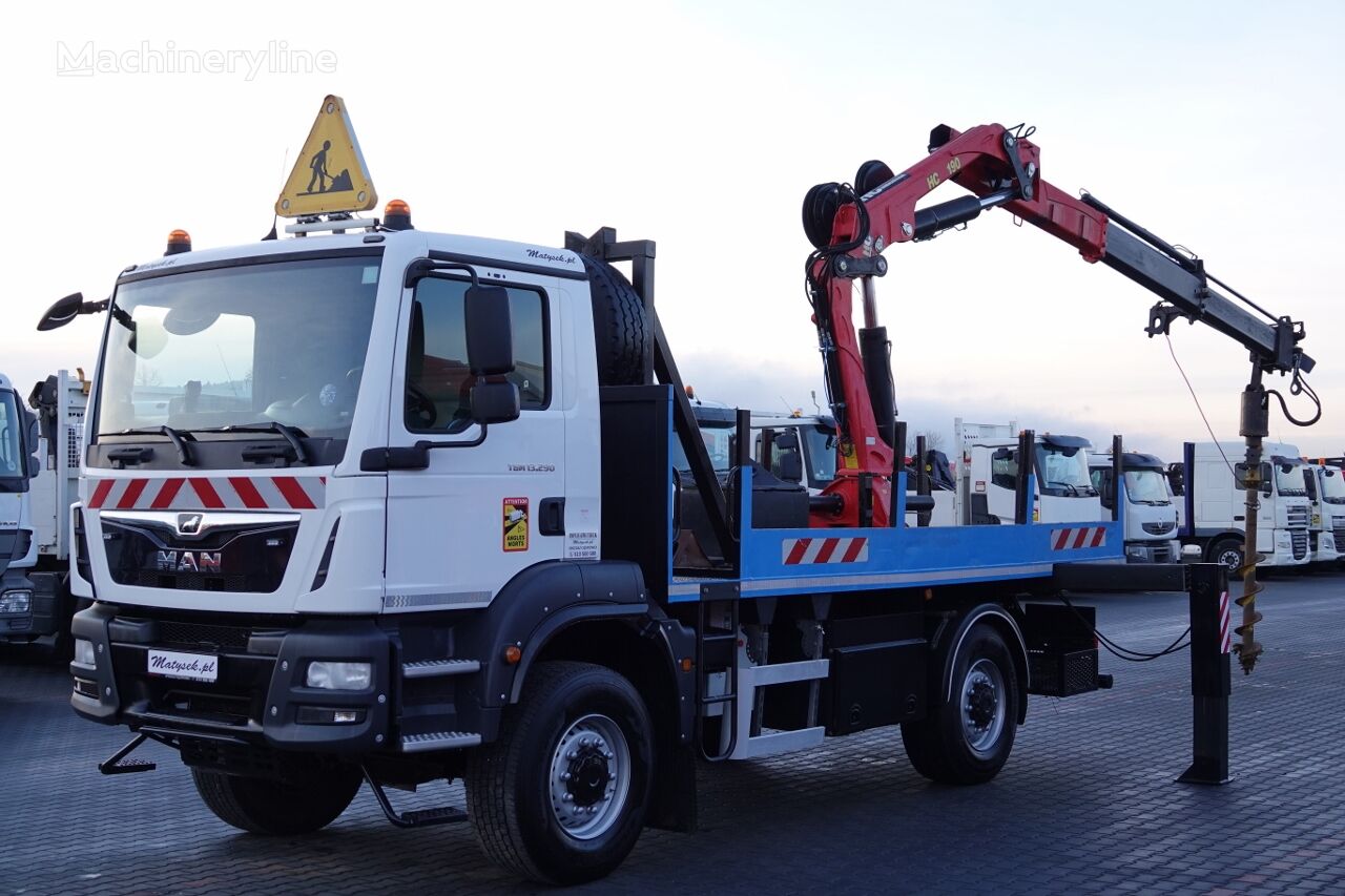 ماكينة مزودة بحفار ورافعة MAN TGM 13.290 / 4x4 / HDS HC 190 + WIERTŁO 2 mb / WIERTNICA / EURO