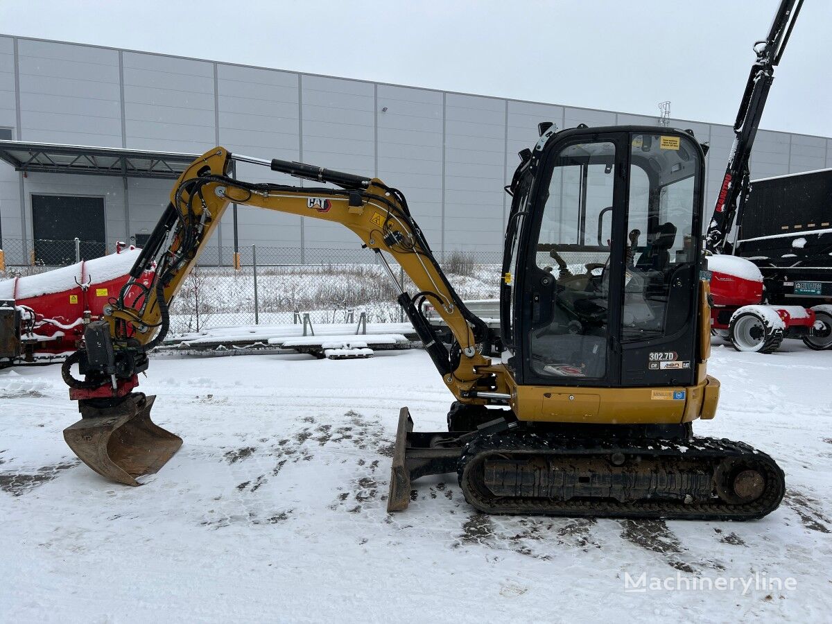 Caterpillar 302,7 DCR R1 rototilt, sentralsmøring, fast pusseskuff Minibagger