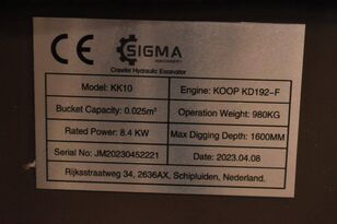 Mini-escavadora Sigma KK10 a venda - Imagem 25 | Machineryline BR Mini-escavadora Sigma KK10 novo | Imagem 25 - Machineryline