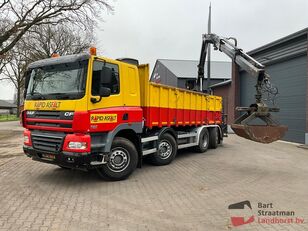 DAF FAX CF85.410 8x2 Euro 5 met vaste laadbak en HIAB 122B HiDuo Rad mobil vinç