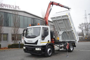 شاحنة رافعة IVECO Eurocargo 160-250 E6/ Fassi crane / 3-sided tipper / mileage 47