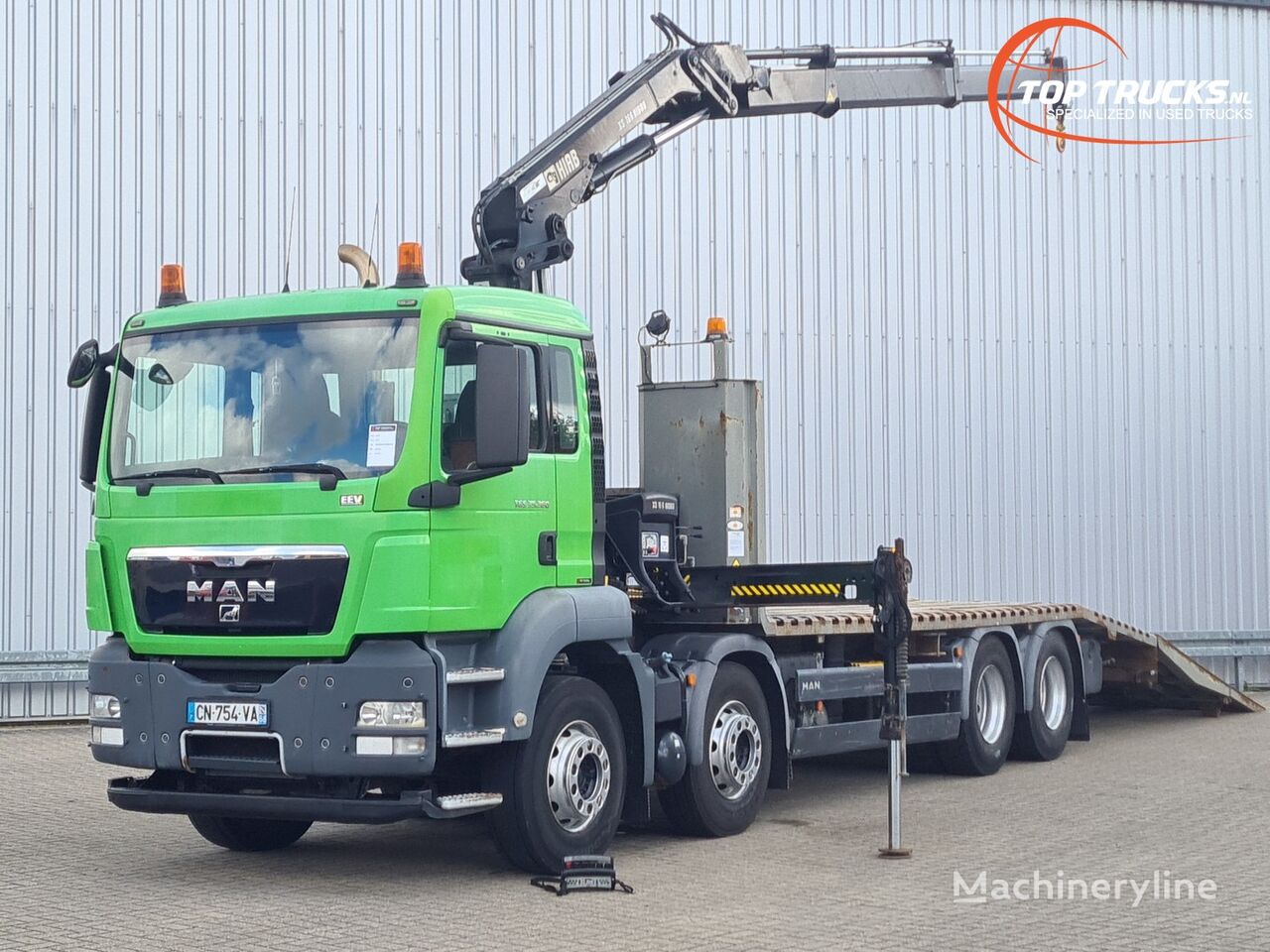 شاحنة رافعة MAN TGS 35.360 8x2 - 16 TM Kraan, Machine transporter, Oprijwagen, a