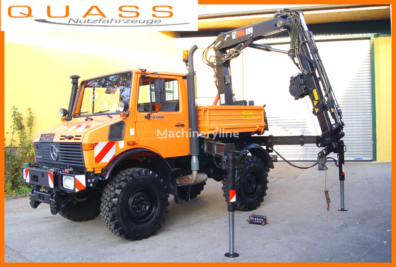 автокран Mercedes-Benz Unimog U 1400 / HIAB 090 +Seilwinde+Greifer/Schneepflug