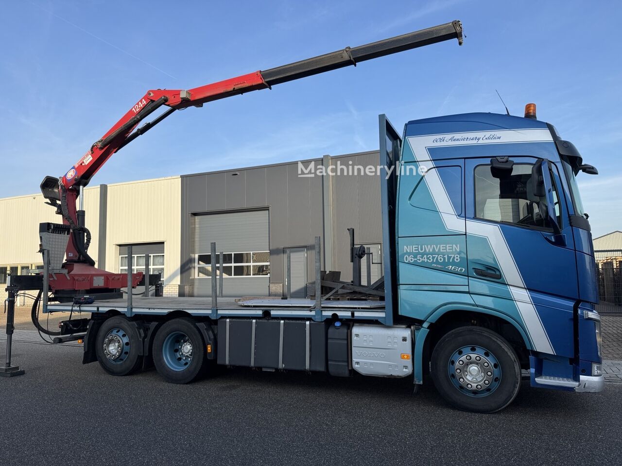 شاحنة رافعة Volvo FH460, HMF 1244 Skip loading platform