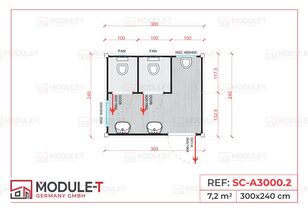 new Module-T WC-Container mit 3 Kabinen 3,00 &times; 2,40 m &ndash; Neu | lieferbar sanitary container
