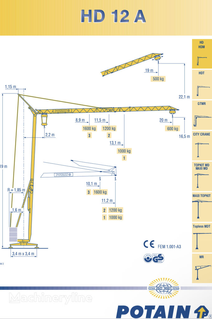 Potain HD 12 A grúa torre