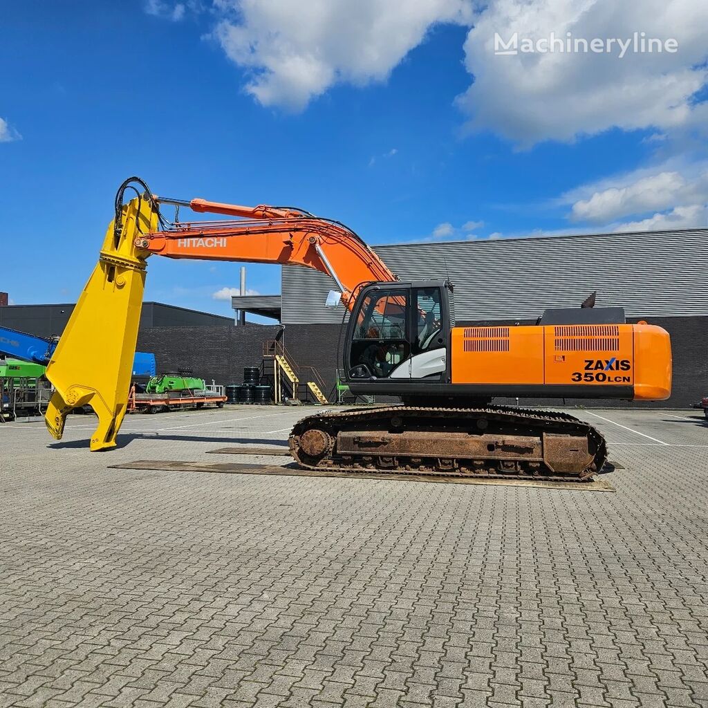 Hitachi ZX350LCN-5 with scrap shear Labounty MSD-70 tracked excavator