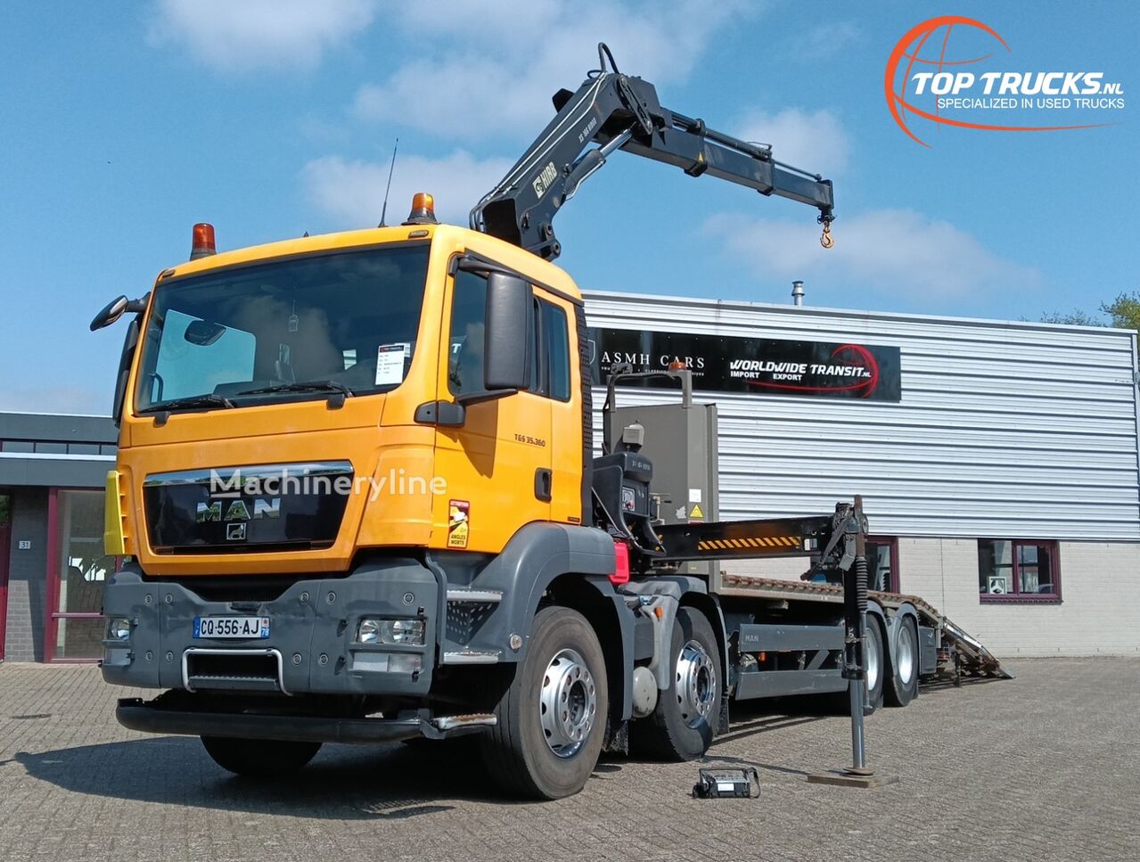 MAN TGS 35.360 8x2 - Hiab 16 TM Kraan, Machine transporter, Oprijwag truck crane - Machineryline