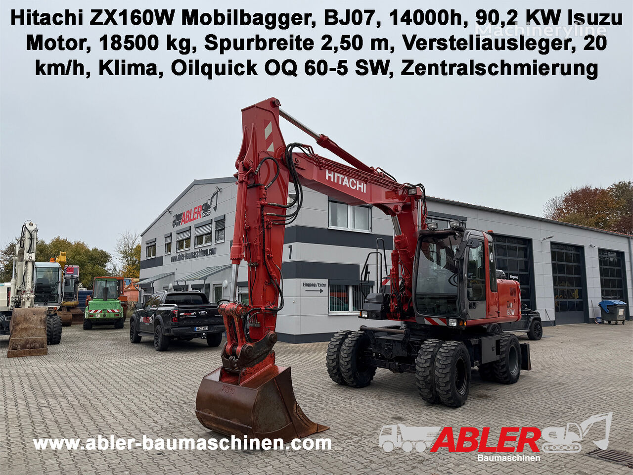 Hitachi ZX160 W Mobilbagger Klima OQ60-5 Zentralschmierung wheel excavator