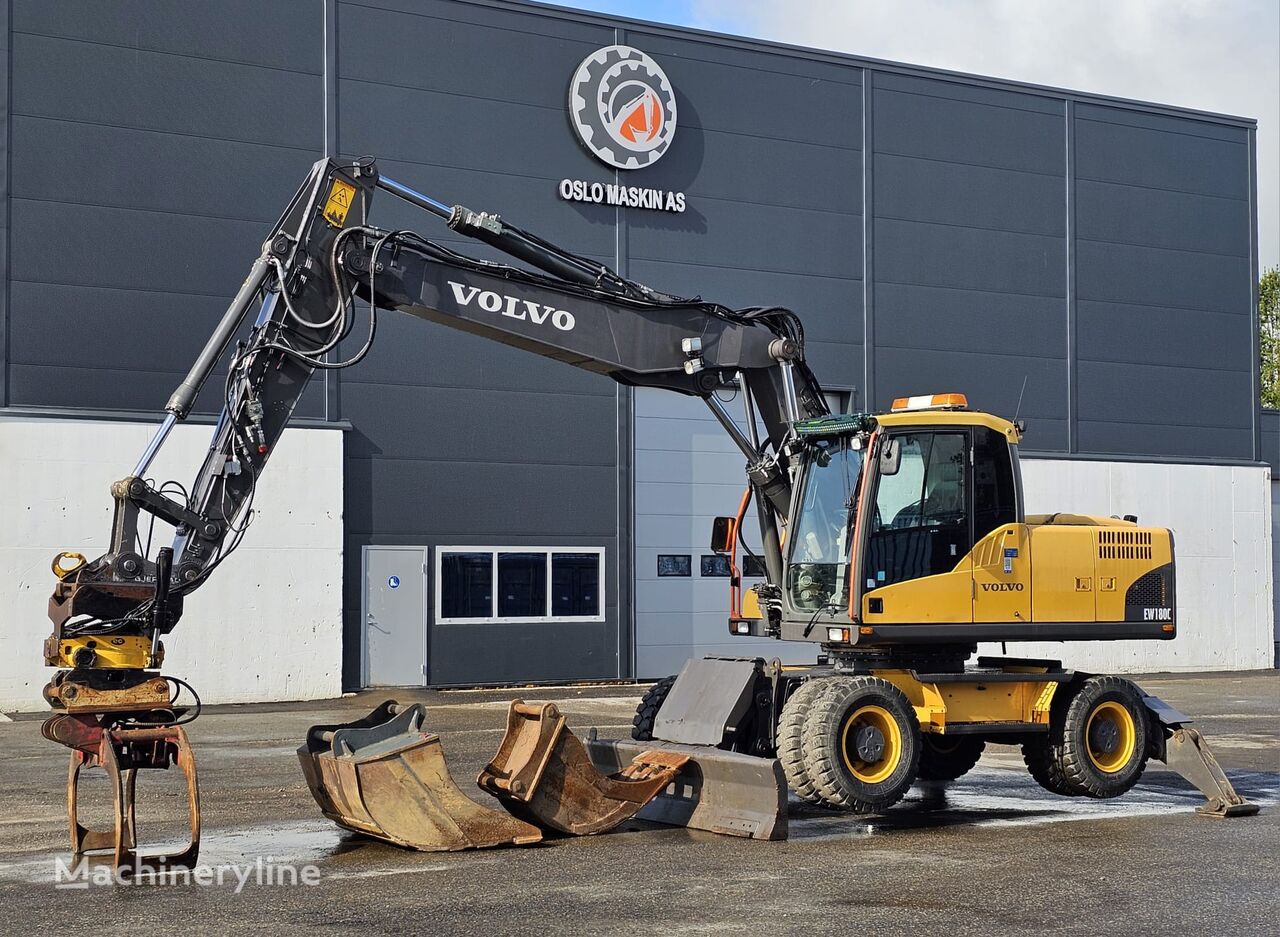 Volvo EW180C, 2008 Modell, Støttebein, skjær, Rotortil, Klype, 2 skuff wheel excavator