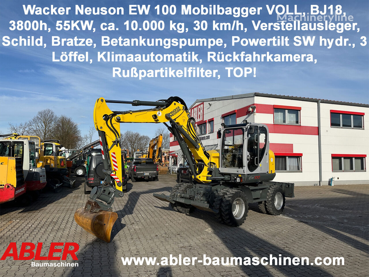 excavator roda Wacker Neuson EW 100 Mobilbagger 30 km/h Klima Powertilt VOLL! TOP!