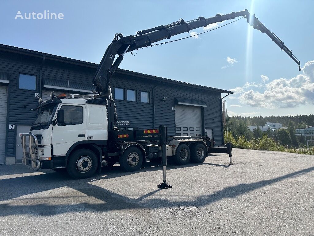 Volvo FM 12 420 8x2 Hiab 550-6 + Vaijerilaitteet container chassis