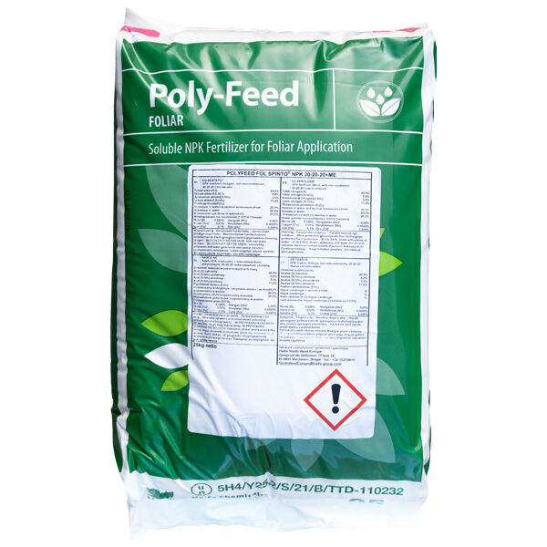 новый стимулятор роста растений Poly-feed  20-20-20+ME Fol Spinto 25KG Haifa