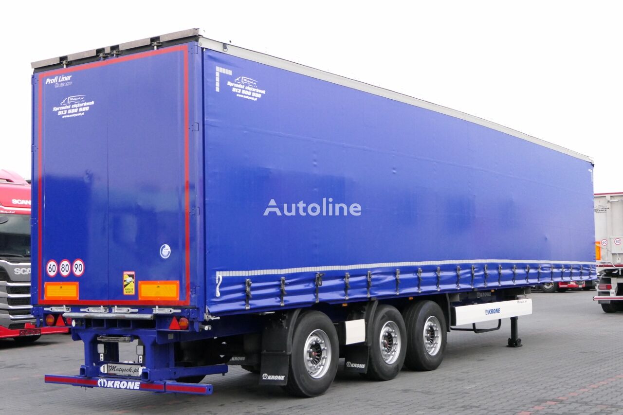 Krone FIRANKA / ZAWIESIE NA WÓZEK / OŚ SKRĘTNA / MICNA PODŁOGA - SZYNA curtain side semi-trailer