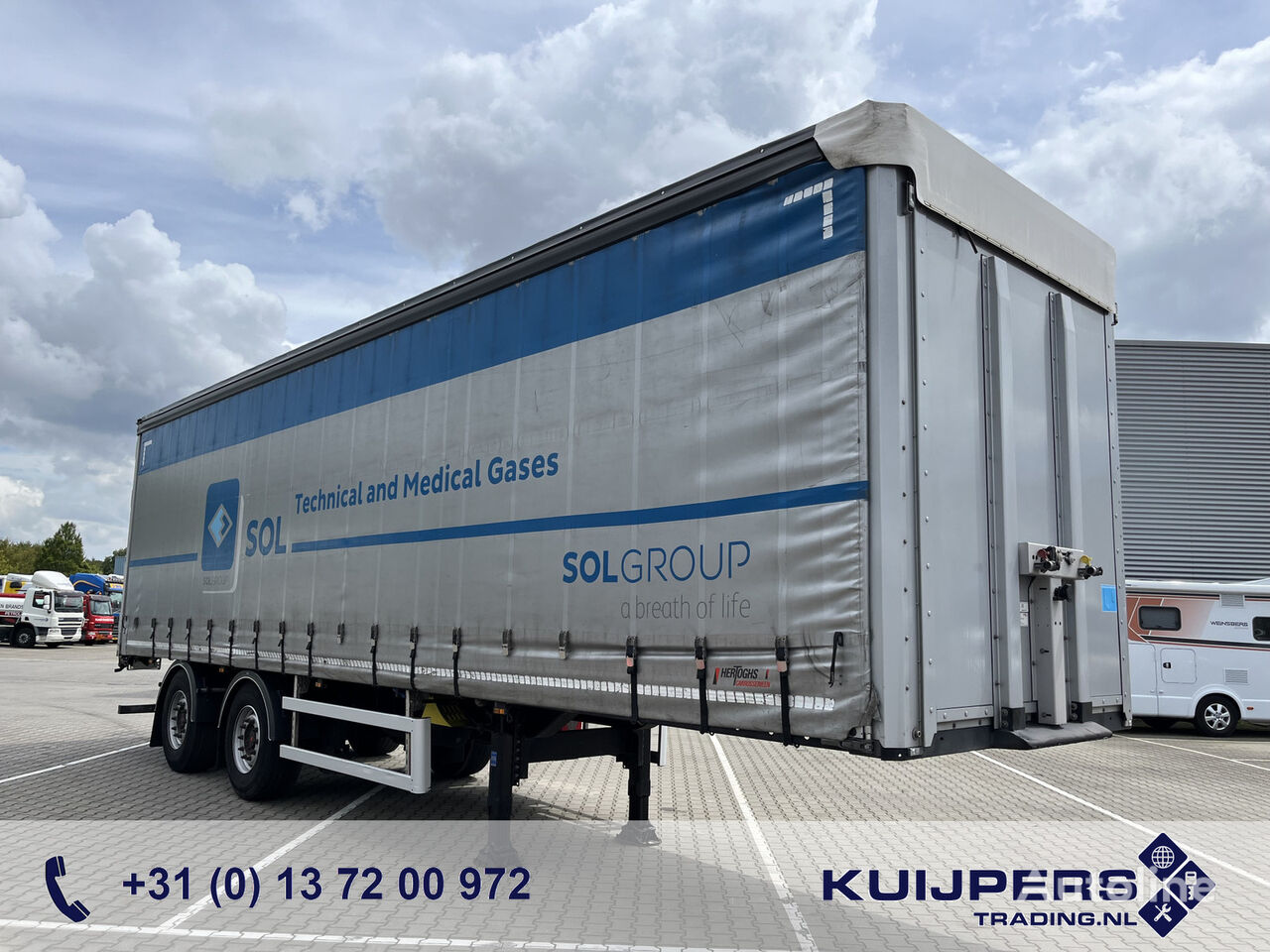 System Trailers PRSH18-TRI-SYS / Kooiaap Aansluiting / Gasbok semirremolque con lona corredera