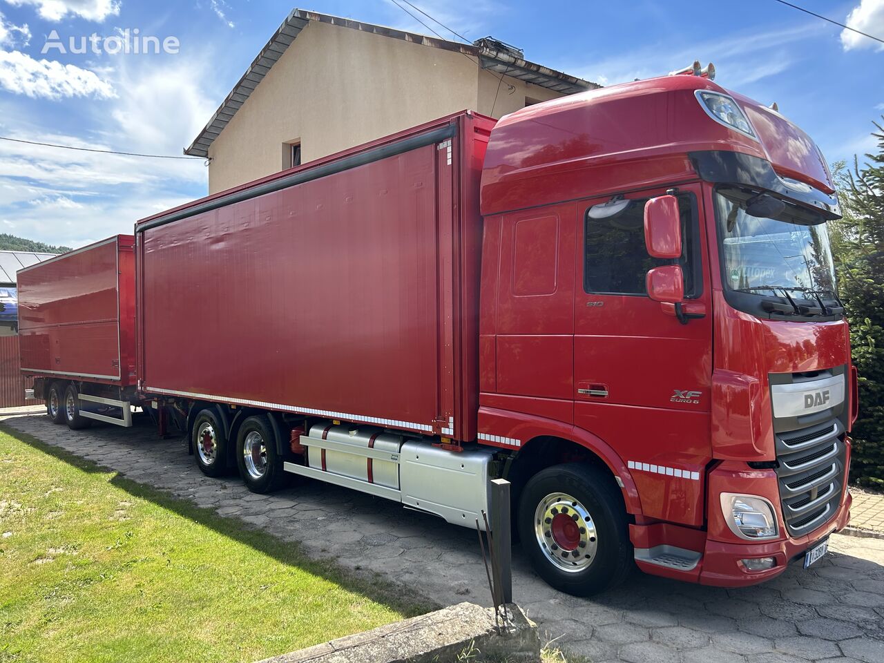 camion rideaux coulissants DAF 106.510 RETARDER COMPLET TANDEM 7.7m+7.7m from Germany TOP TOP + remorque rideaux coulissants