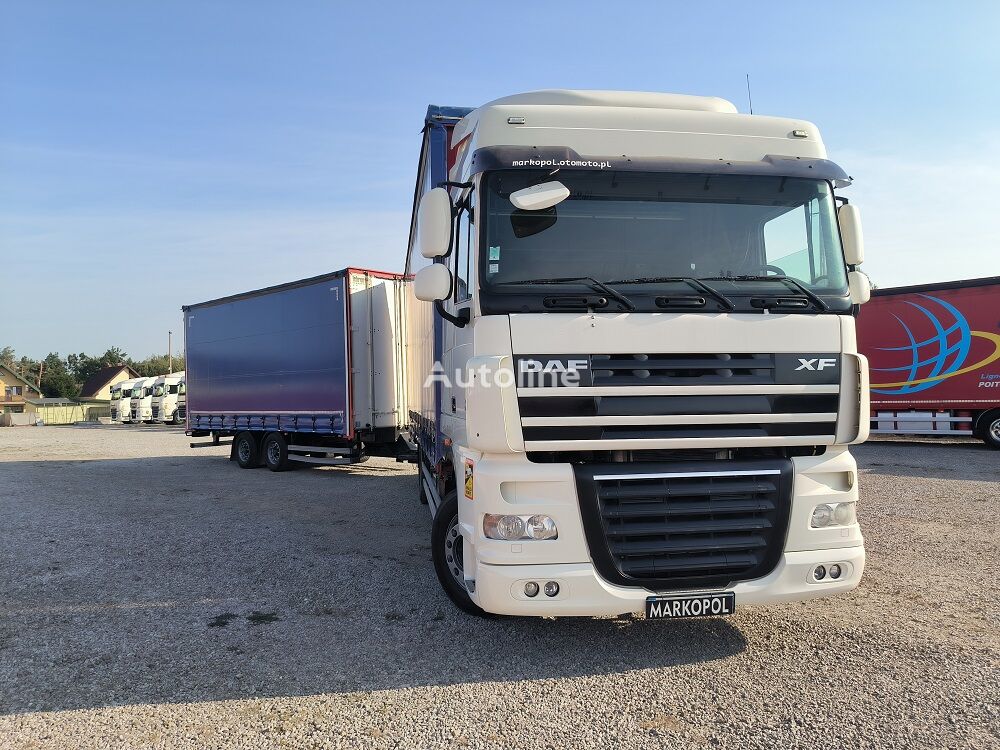 DAF XF 105/460/ Euro 5 / Zestaw przestrzenny-przejazdowy / 2 baki pa curtainsider truck + curtain side trailer