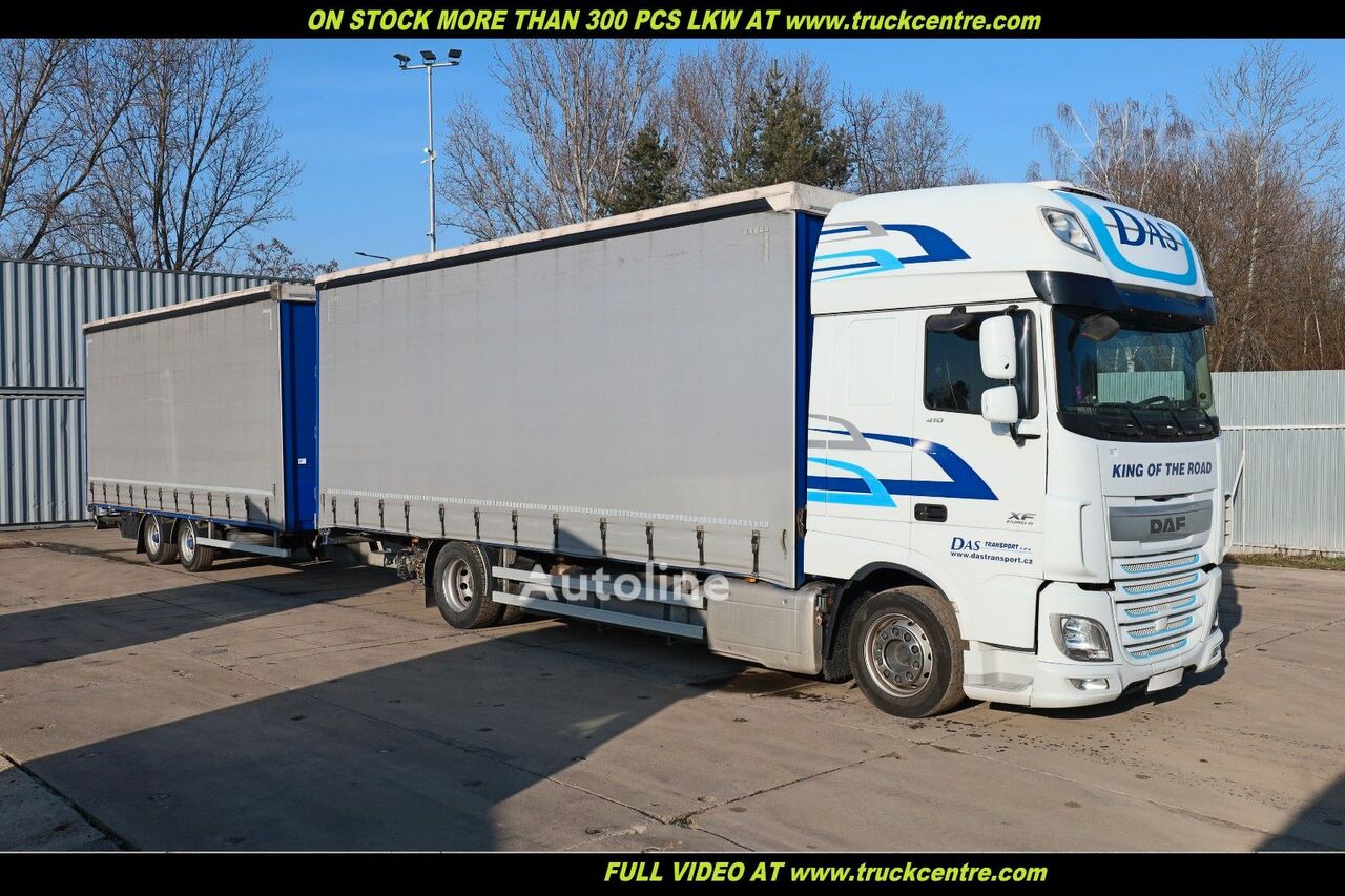 camion rideaux coulissants DAF XF 410, EURO 6+TRAILER, 120 m3, 38 PALLETS, TOP + remorque rideaux coulissants