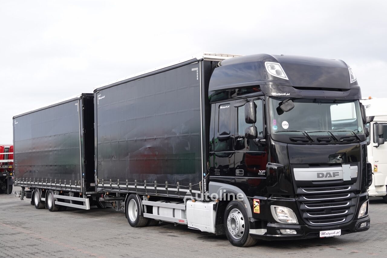 DAF XF 440 / ZESTAW TANDEM 120 M3 / PRZEJAZDOWY / EURO 6 / WECON / 2 curtainsider truck + curtain side trailer