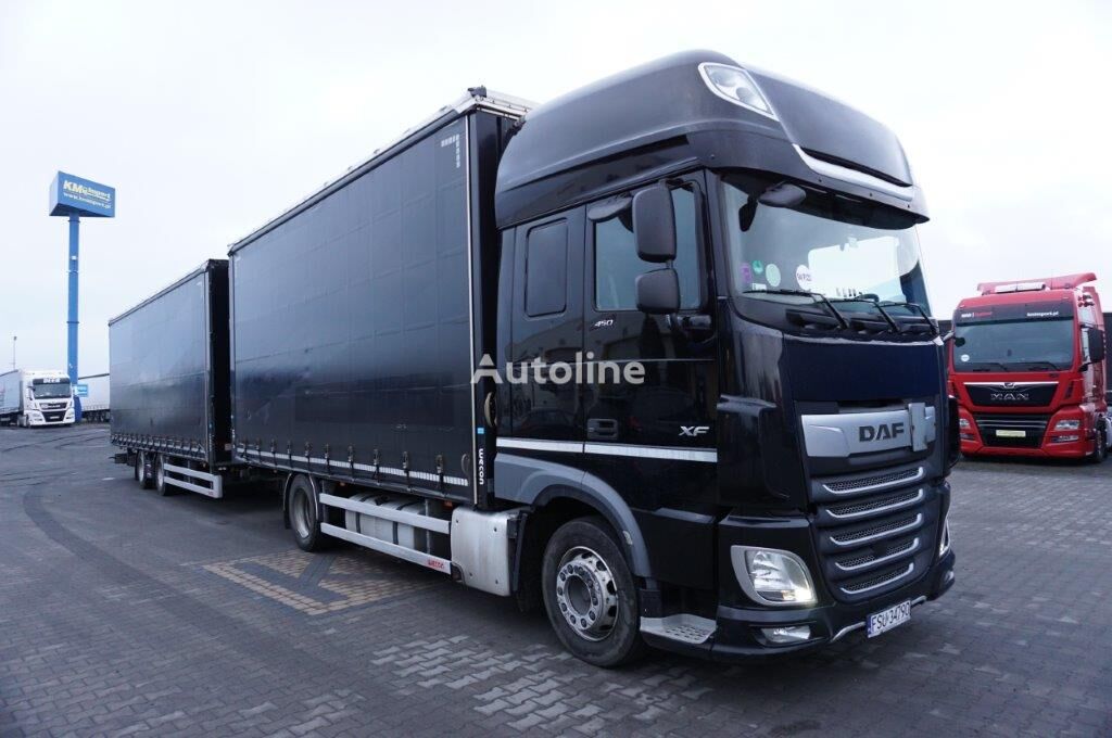 DAF XF 450 FA/ZSP kapellbil + gardintrailer