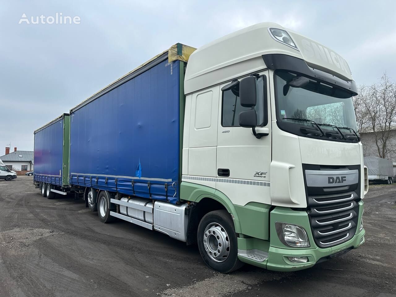 DAF XF 460 függönyponyvás tehergépkocsi + függönyponyvás pótkocsi