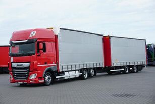 DAF XF / 480 / ACC / EURO 6 / ZESTAW PRZEJAZDOWY 120 M3 függönyponyvás tehergépkocsi + függönyponyvás pótkocsi