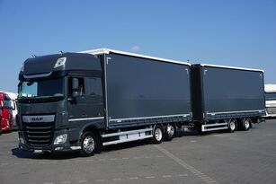 camião com lona deslizante DAF XF / 480 / ACC / EURO 6 / ZESTAW PRZEJAZDOWY 120 M3 + reboque com cortina lateral