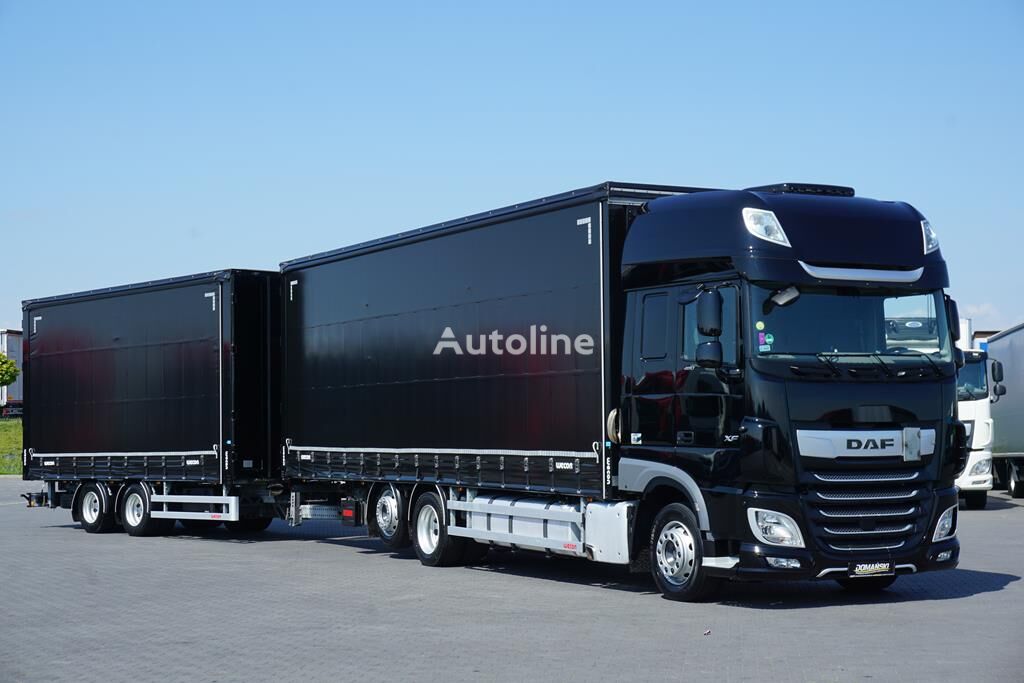 DAF XF / 480 / ACC / EURO 6 / ZESTAW PRZEJAZDOWY 120 M3 / 9,1 M + 6, curtainsider truck + curtain side trailer