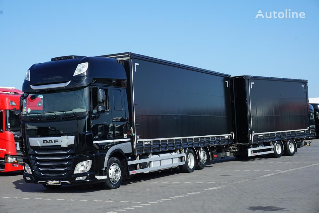 thùng kéo rèm cho xe tải DAF XF / 480 / ACC / EURO 6 / ZESTAW PRZEJAZDOWY 120 M3 / 9,1 M + 6, + rơ moóc thùng kéo rèm